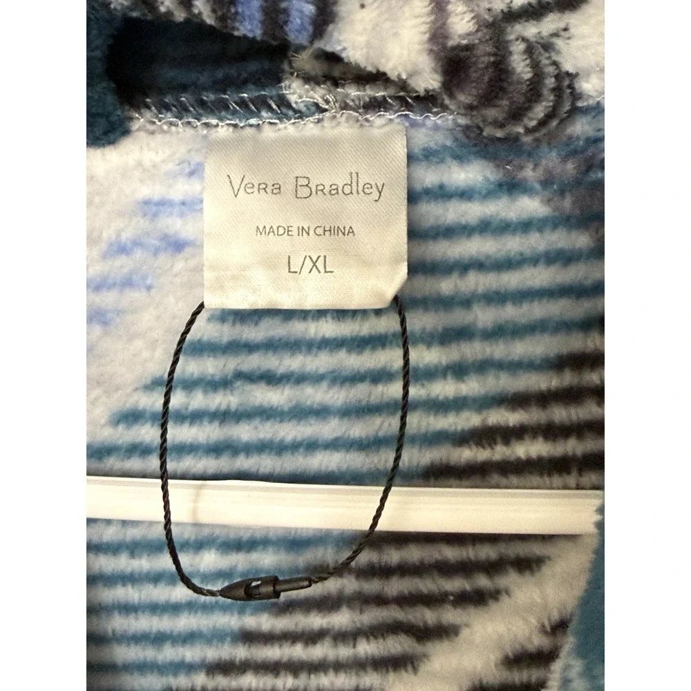 NWOT Women's Vera Bradley Plush Fleece Hooded Robe Snowy Plaid Size L/XL